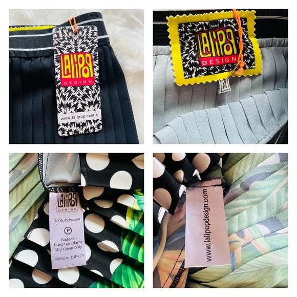 New! LALIPOP Design Pleated Polka Dot Pattern Midi Skirt - Picture 8 of 8